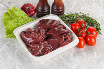 Raw turkey liver in a bowl ready for cooking