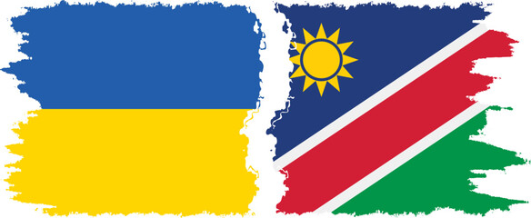 Namibia and Ukraine grunge flags connection vector