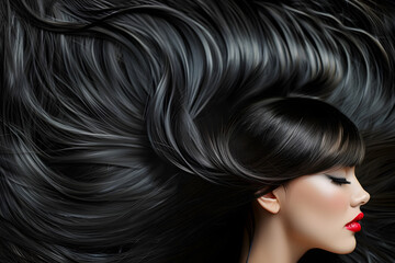 Obraz premium Portrait of woman with long hair.