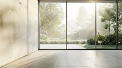 Minimalist Entrance Hall with Garden View