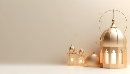 luxury golden islamic ramadan kareem decorative shiny gold lantern background