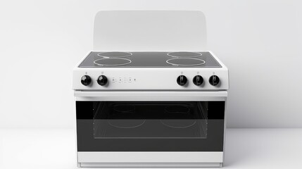 3d rendering of a white gas stove isolated in white studio background