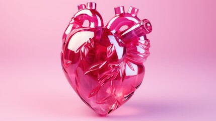 Human heart model isolated on pink UHD WALLPAPER