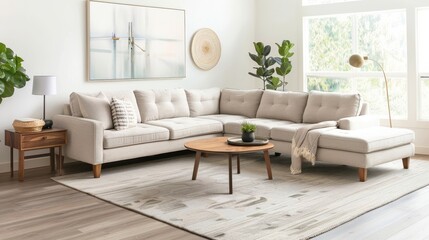 Contemporary Minimalist Lounge with Light Gray Rug AI Generated