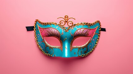 Festive Carnival Eye Mask Isolated on Solid Color Backdrop
