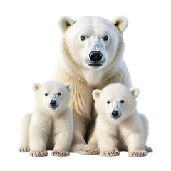 Polar bear family isolated on transparent or white background