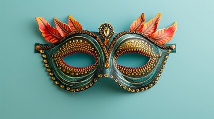 Decorative Eye Mask for Carnival on a Solid Color Background