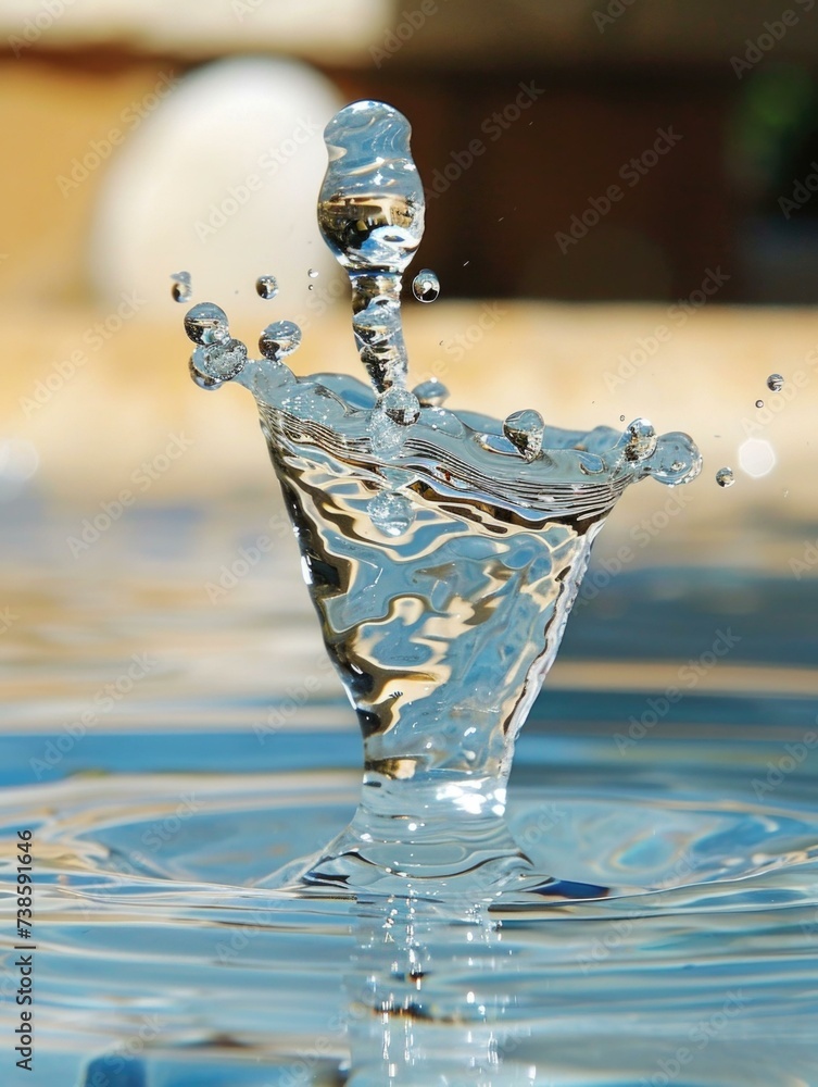 Poster a water drop is falling into a pool. generative ai.