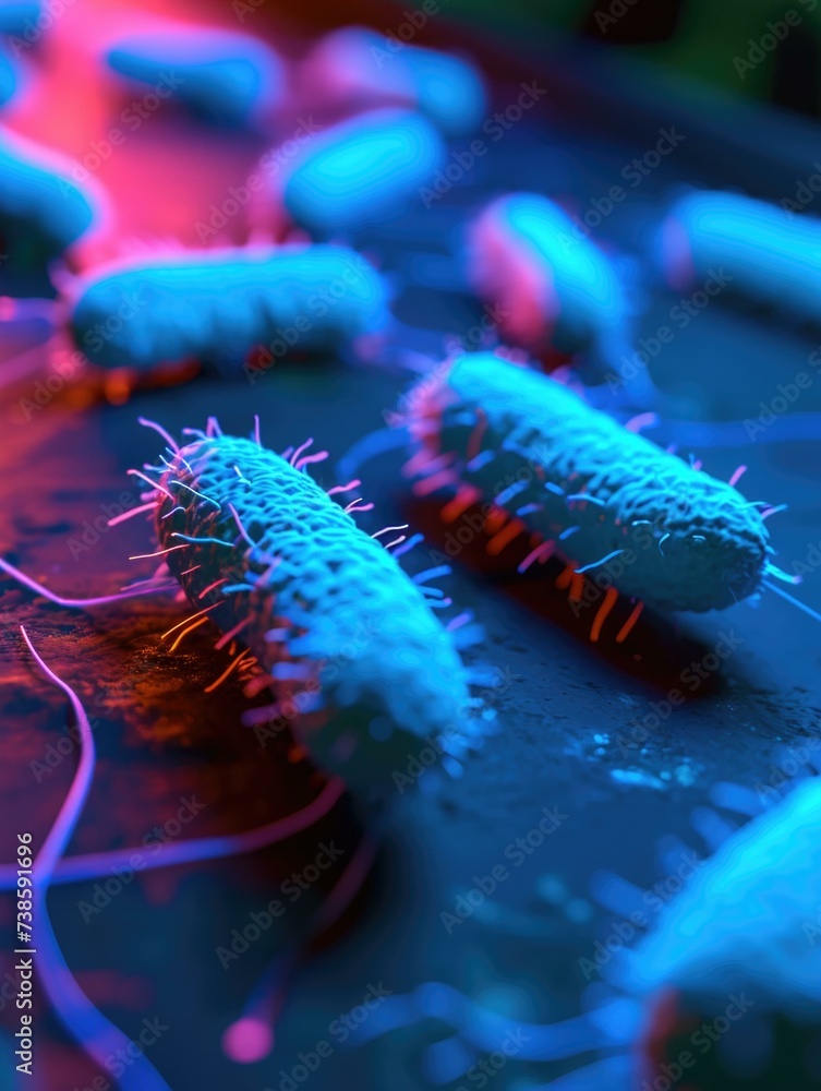 Poster bacteria in a lab. generative ai.