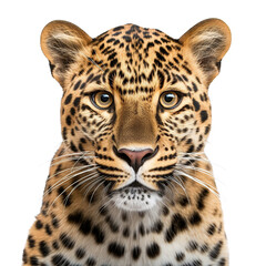 Portrait of Leopard isolated on transparent or white background