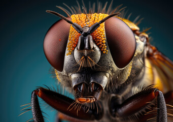 closeup macro shot Mosquito,Wide angle shot macro view full body of mosquito on human skin