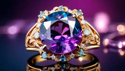 Alexandrite Jewelry, Gemstone, Precious, Luxury, Fashion, Accessories, Necklace, Earrings, Bracelet, Ring, Glamour, Sparkle, Gem, Elegant, AI Generated