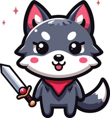 cute wolf cartoon vector on white background
