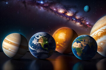 Obraz na płótnie Canvas Planets of the solar system in the starry sky.