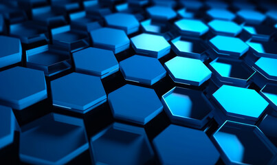 Abstract background of blue hexagons. 3d render