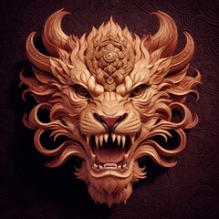 Abstract decorative lion mask. Fashionable background for design projects. Illustrations created using artificial intelligence. Illustrations and Clip Art AI generated.