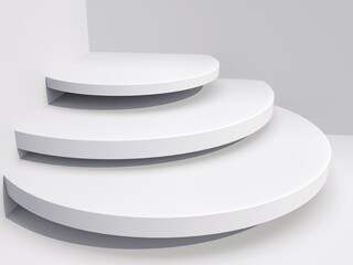 Minimal product and packaging display scene. three round shape podium for present your product or packaging. 3D rendered.