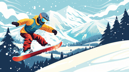Extreme sport on a snowboard Snow tourism
