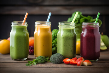 Fruit and vegetables smoothie. Healthy food. Diet, detox. Organic cocktails, shake.