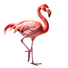 Flamingo portrait view isolated on transparent or white background