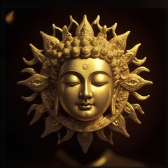 Buddha portrait, god statue. Fashionable background for design projects. Illustrations created using artificial intelligence. Illustrations and Clip Art AI generated.