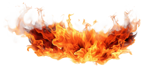 A detail of the realistic fire flame isolated on transparent background