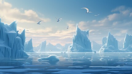 Ice and icebergs melting because UHD WALLPAPER - obrazy, fototapety, plakaty