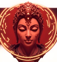 Buddha portrait, god statue. Fashionable background for design projects. Illustrations created using artificial intelligence. Illustrations and Clip Art AI generated.