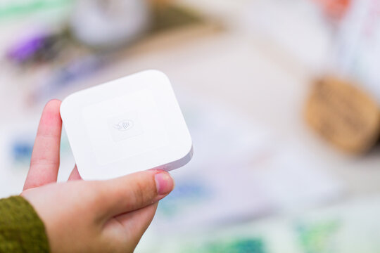 Paying for items at small side hustle business with square payment terminal