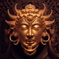 Abstract decorative mask of a non-existent creature. Fashionable background for design projects. Illustrations created using artificial intelligence. Illustrations and Clip Art AI generated.