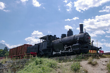 Fototapeta na wymiar Old World War II Museum Black Locomotive