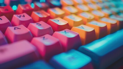 close up of colorful computer keyboard - obrazy, fototapety, plakaty