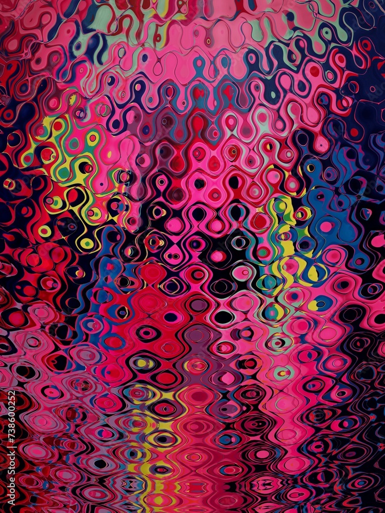 Poster wrapping paper pattern with repeating vivid magenta and bright pink ripple distortion design