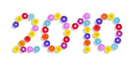 number  written on white background with colorful flowers, Graphic, Illustration