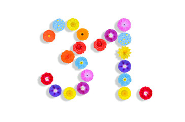 number  written on white background with colorful flowers, Graphic, Illustration