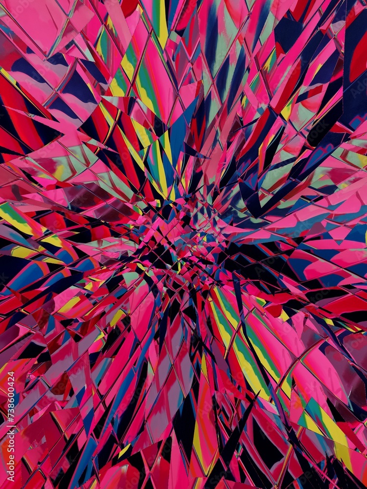 Aufkleber wrapping paper pattern with repeating vivid magenta and bright pink exploding shards design