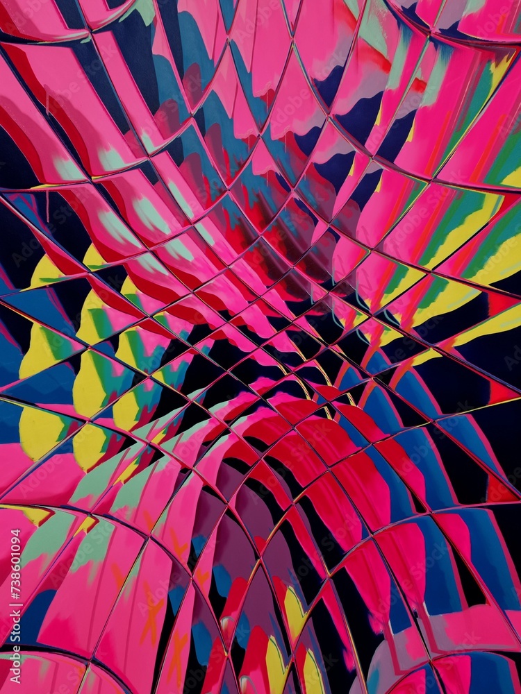 Aufkleber wrapping paper pattern with repeating vivid magenta and bright pink exploding shards design