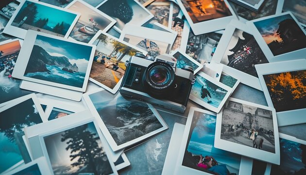 Pictures and camera artistic collage travel memories 