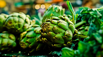 Green fresh artichoke - fresh artichokes an the market.