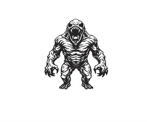 handrawn angry monster logo design template
