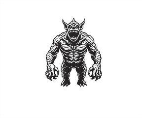 handrawn angry monster logo design template