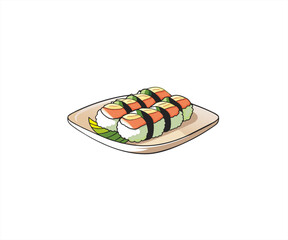 japanese food ebi furai cartoon illustration
