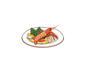 japanese food ebi furai cartoon illustration