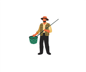 man fishing cartoon flat design