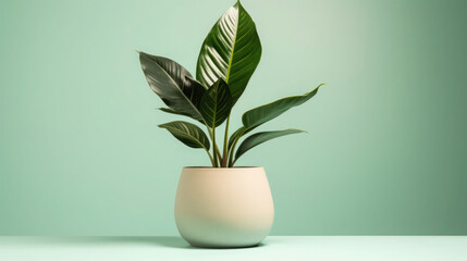 Potted plant with green leaves in a brown flowerpot, adding a touch of nature to the indoor home decor
