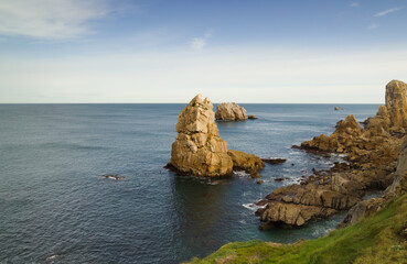 Coastal part of Cantabria in the north of Spain, eroded Costa Quebrada, ie the Broken Coast
