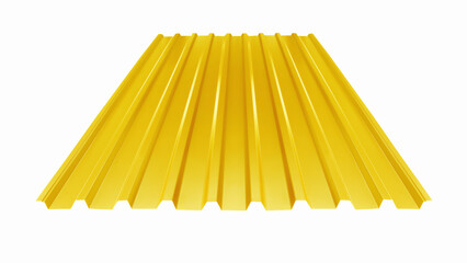 Roof wave ripple profile metal sheet colored wooden texture isolated on white background