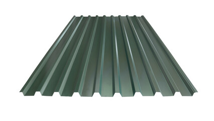 Roof wave ripple profile metal sheet colored wooden texture isolated on white background