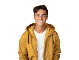 portrait of cheerful teenager boy smiling with casual attire, friendly young guy