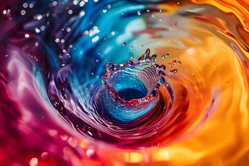 water drop vortex mixture background swirling primary colors red yellow blue purple draining 